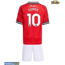 Manchester United Matheus Cunha #10 Heimtrikotsatz Kinder 2025-26 Kurzarm (+ Kurze Hosen)